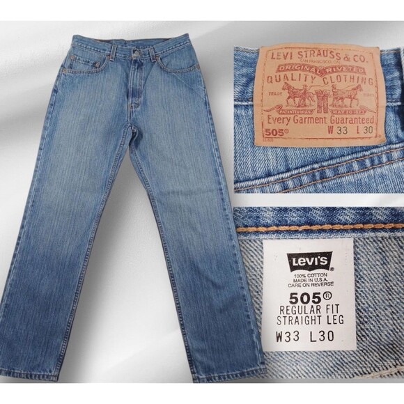 Vintage Levi’s 505 Regular Fit Straight Leg Men's Size 33x30 USA Made '01 - Picture 1 of 11